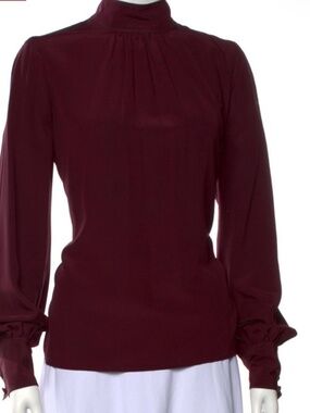 Marc Jacobs Silk Blouse Burgundy Mock Neck